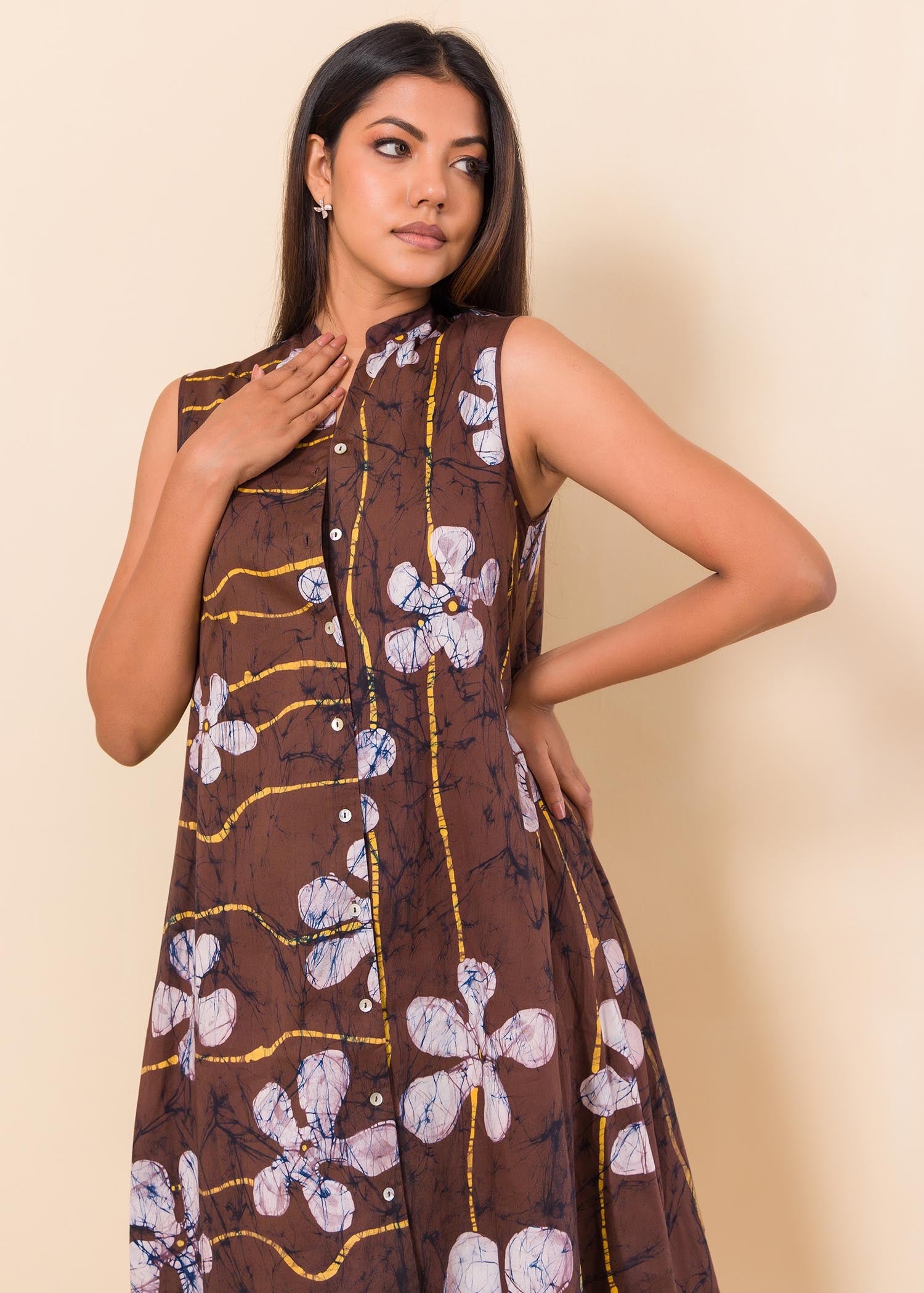 Batik Floral Sleeveless Dress