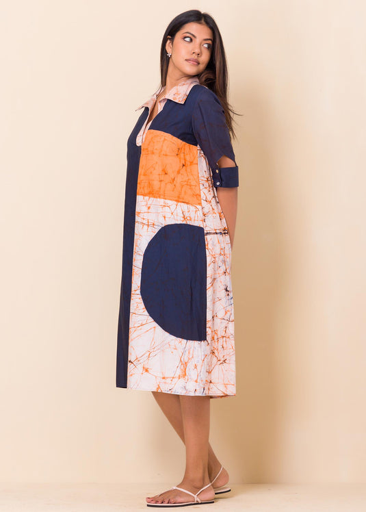 Batik Geomatrical Shapes Printed Shirt Dress
