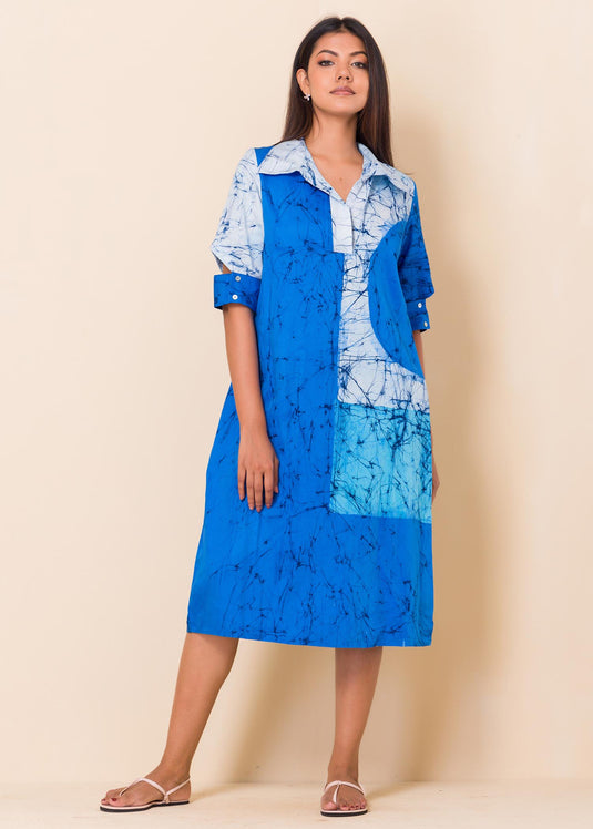 Batik Geomatrical Shapes Printed Shirt Dress