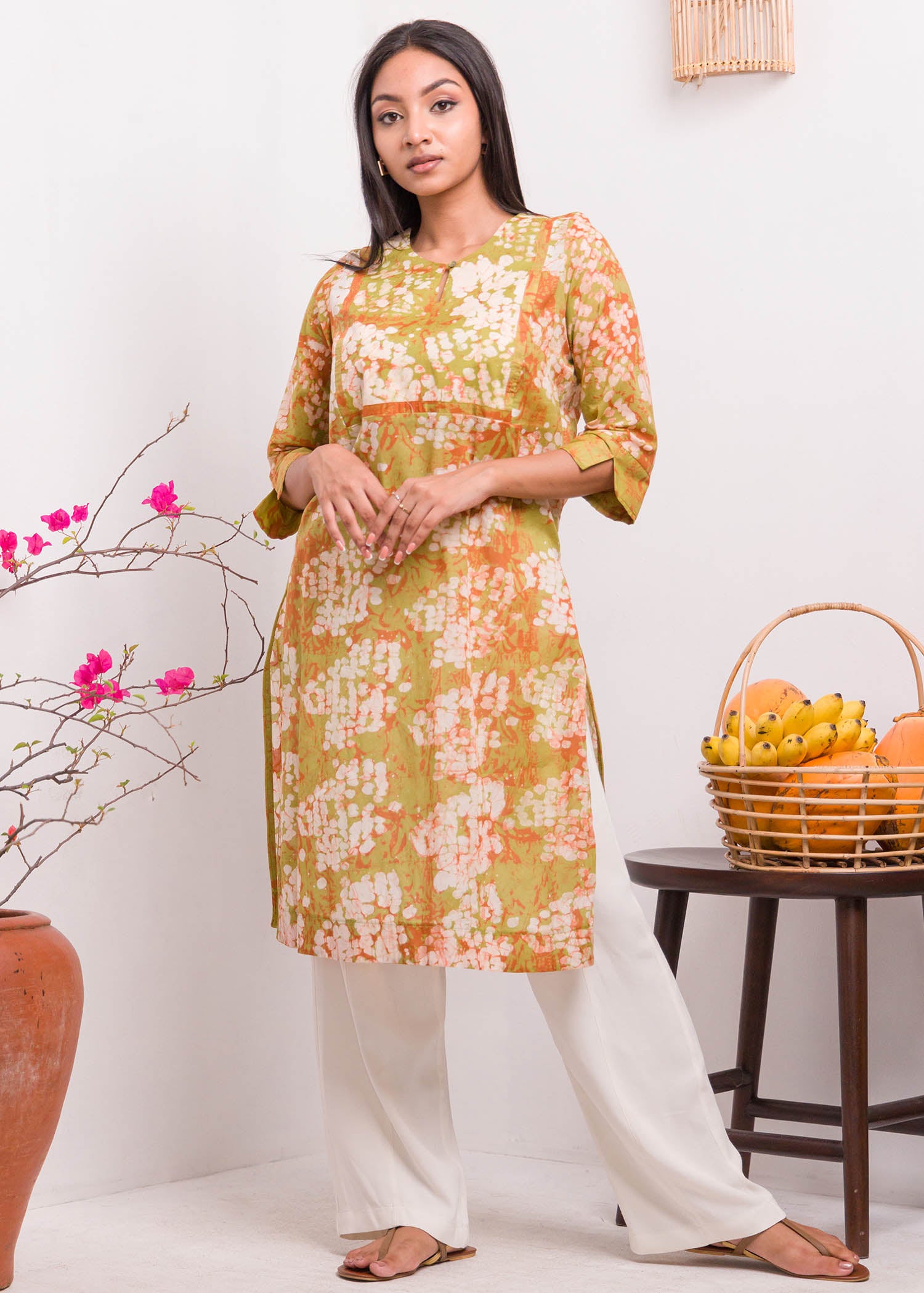 Round Neck Batik Kurtha Top