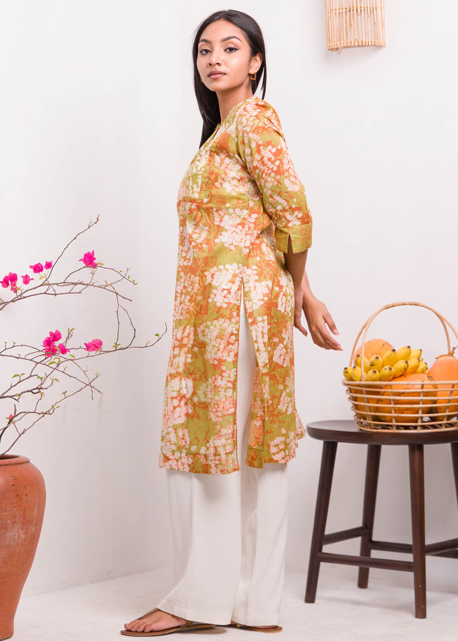 Round Neck Batik Kurtha Top