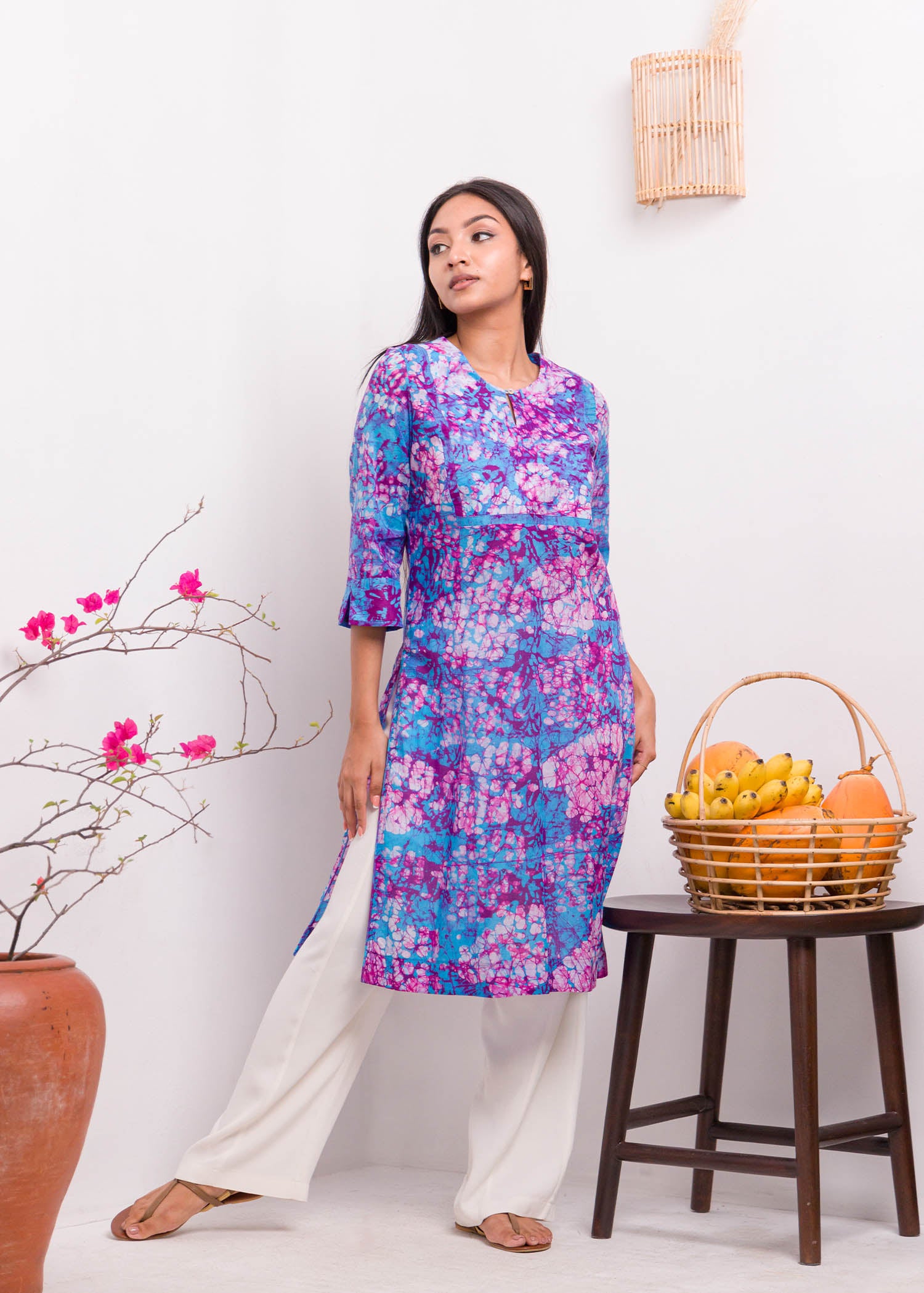 Round Neck Batik Kurtha Top