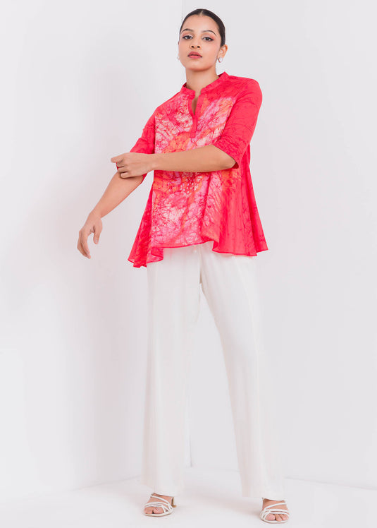 Batik Flared Flower Hand Printed Top