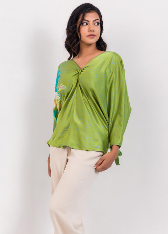 V-Neck Floral Baggy Top