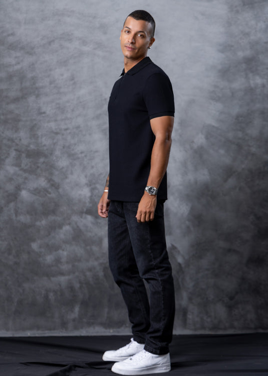 Mens Zip Neck Polo T-Shirt