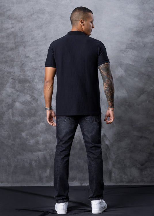 Mens Zip Neck Polo T-Shirt