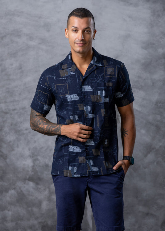 Printed Cuban  Collar Shirt