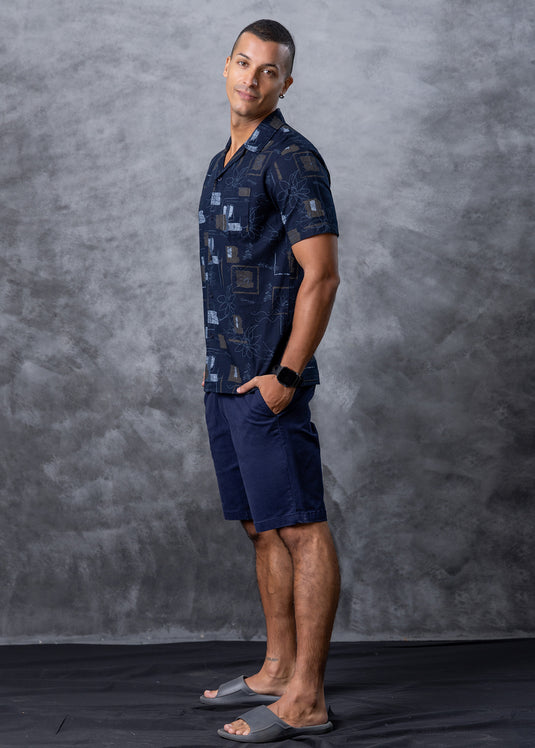 Printed Cuban  Collar Shirt