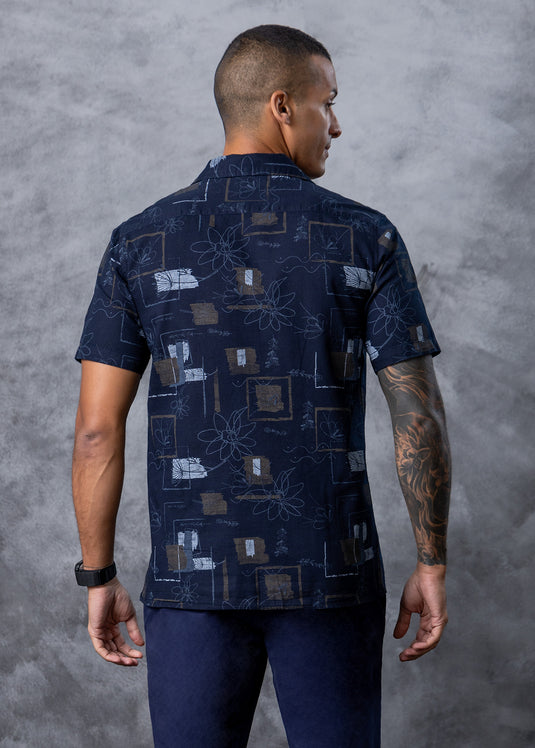 Printed Cuban  Collar Shirt