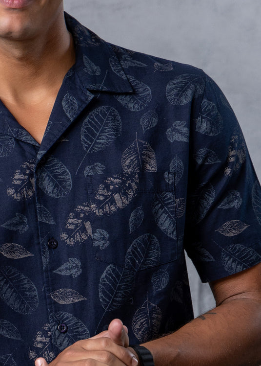 Printed Cuban  Collar S/S Shirt