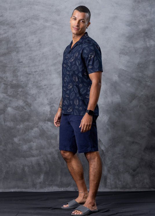 Printed Cuban  Collar S/S Shirt