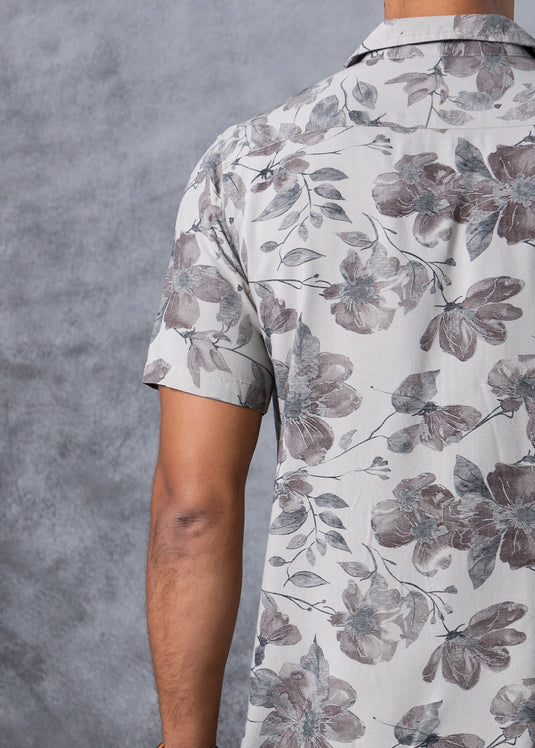 Printed Cuban  Collar S/S Shirt