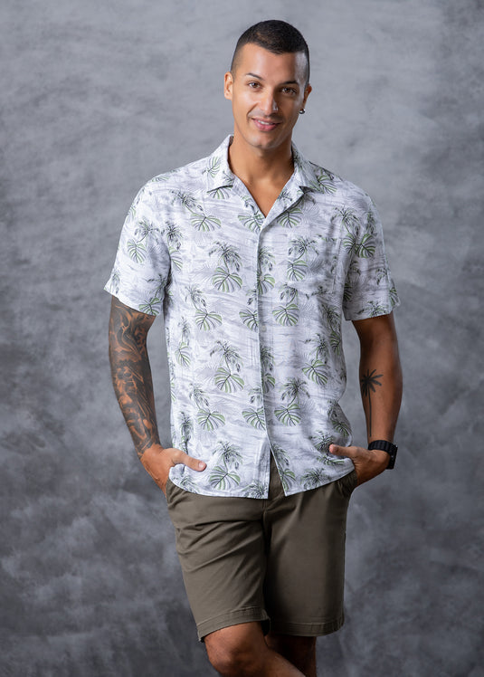 Printed Cuban Collar S/S Shirt