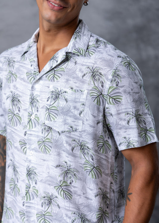 Printed Cuban Collar S/S Shirt