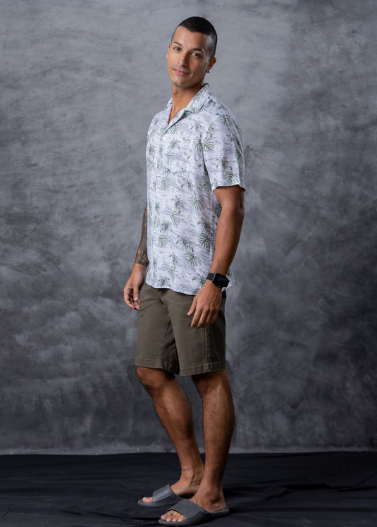 Printed Cuban Collar S/S Shirt