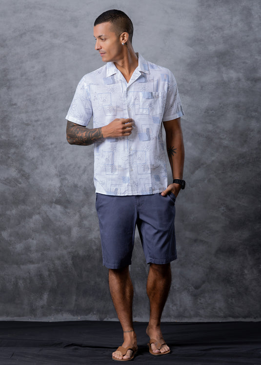 Printed Cuban  Collar Shirt
