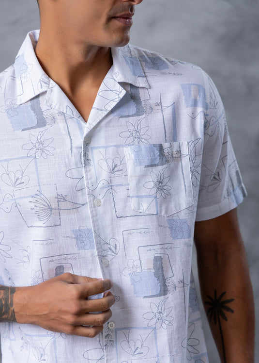 Printed Cuban  Collar Shirt