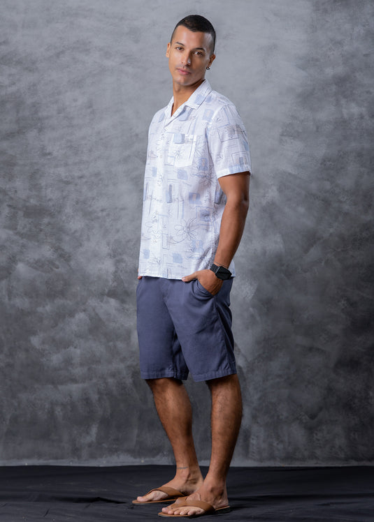 Printed Cuban  Collar Shirt