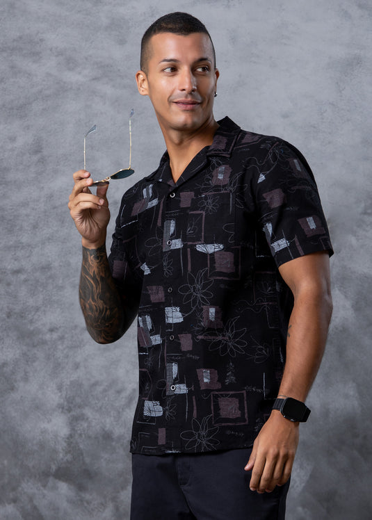 Printed Cuban  Collar Shirt