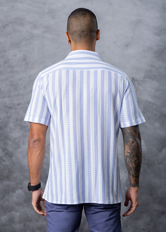 Stripe Cuban Colar S/S Shirt