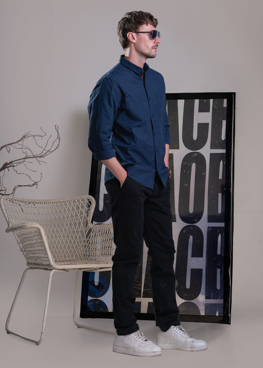 Casual Wear Heavy Wash Long Sleeve Shirt