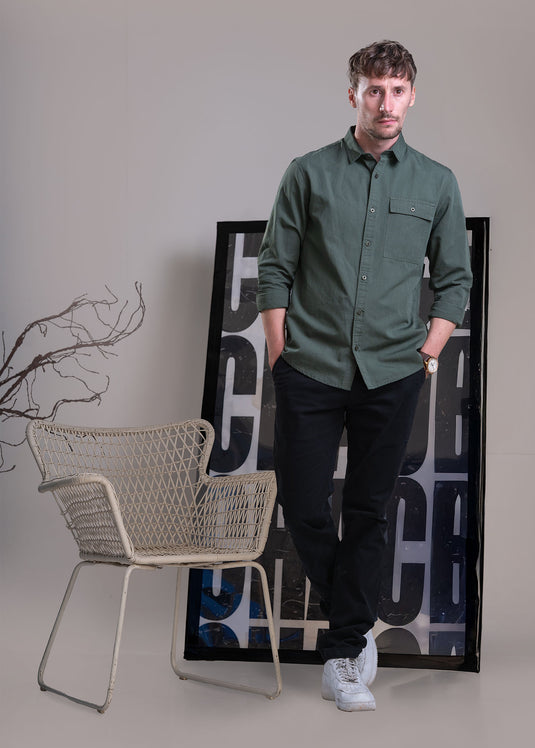 Casual Wear Flap Pocket Long Sleeve Shirt