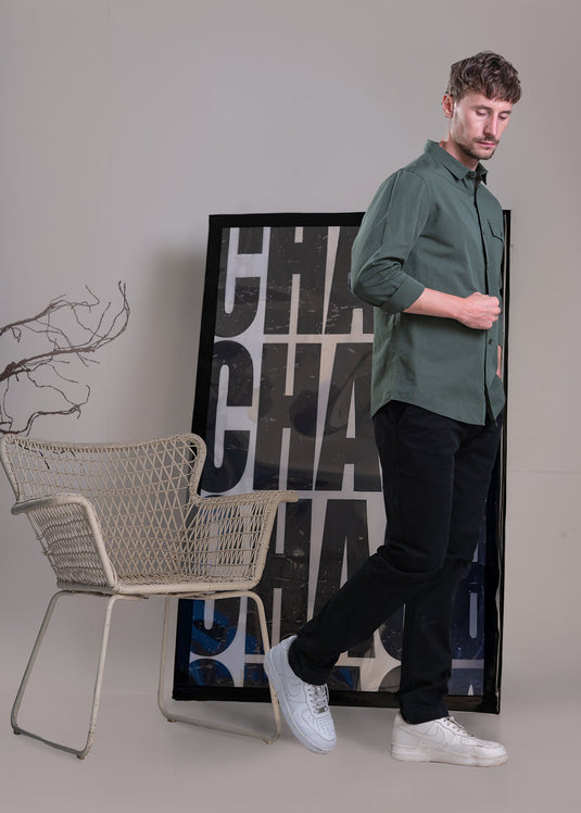 Casual Wear Flap Pocket Long Sleeve Shirt