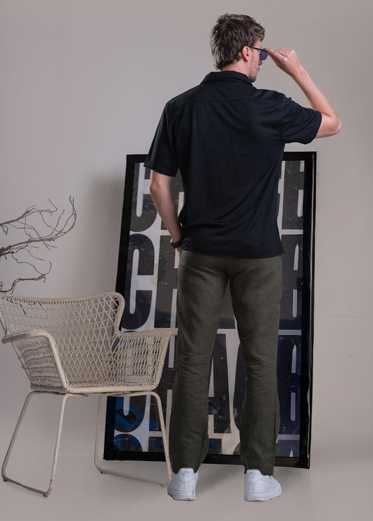 Waffle Cuban Collar Short Sleeve Shirt