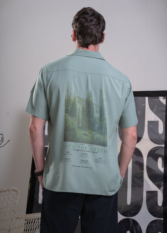 Graphic Printed Cuban Collar Shirt