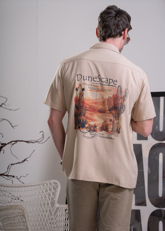 Graphic Printed Cuban Collar Shirt