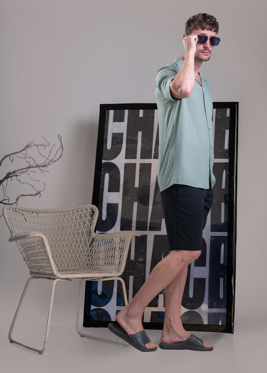 Graphic Printed Cuban Collar Shirt