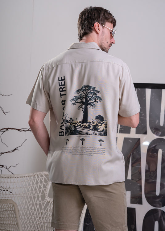 Graphic Printed Cuban Collar Shirt