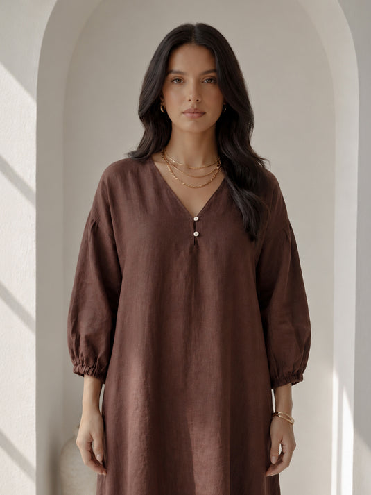 Linen Dress With Asymmetrical Hem