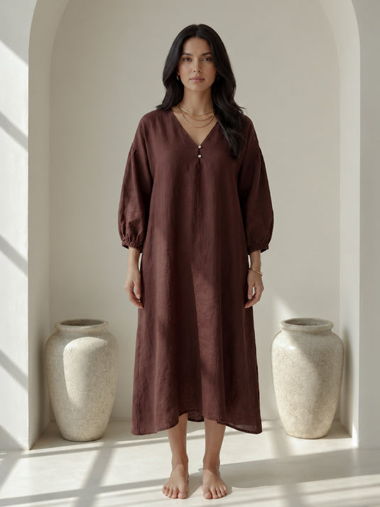 Linen Dress With Asymmetrical Hem
