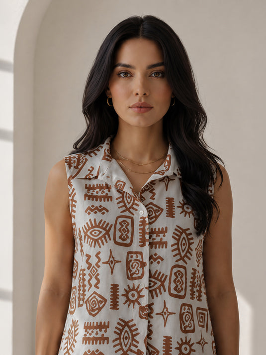 Sleeveless Button Down Blouse