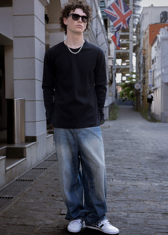 Ribbed crewneck sweater