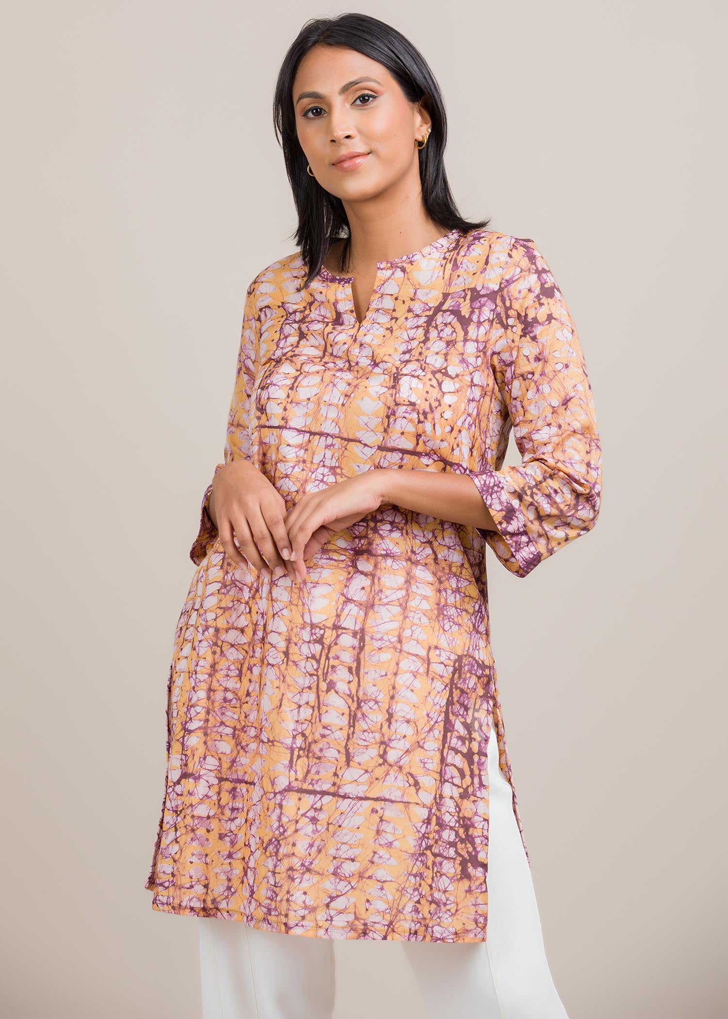 Batik kurtha top with cuff detailed