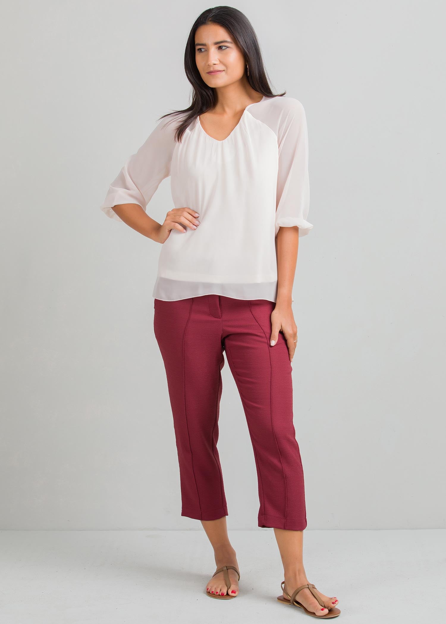 V neck raglan sleeve blouse