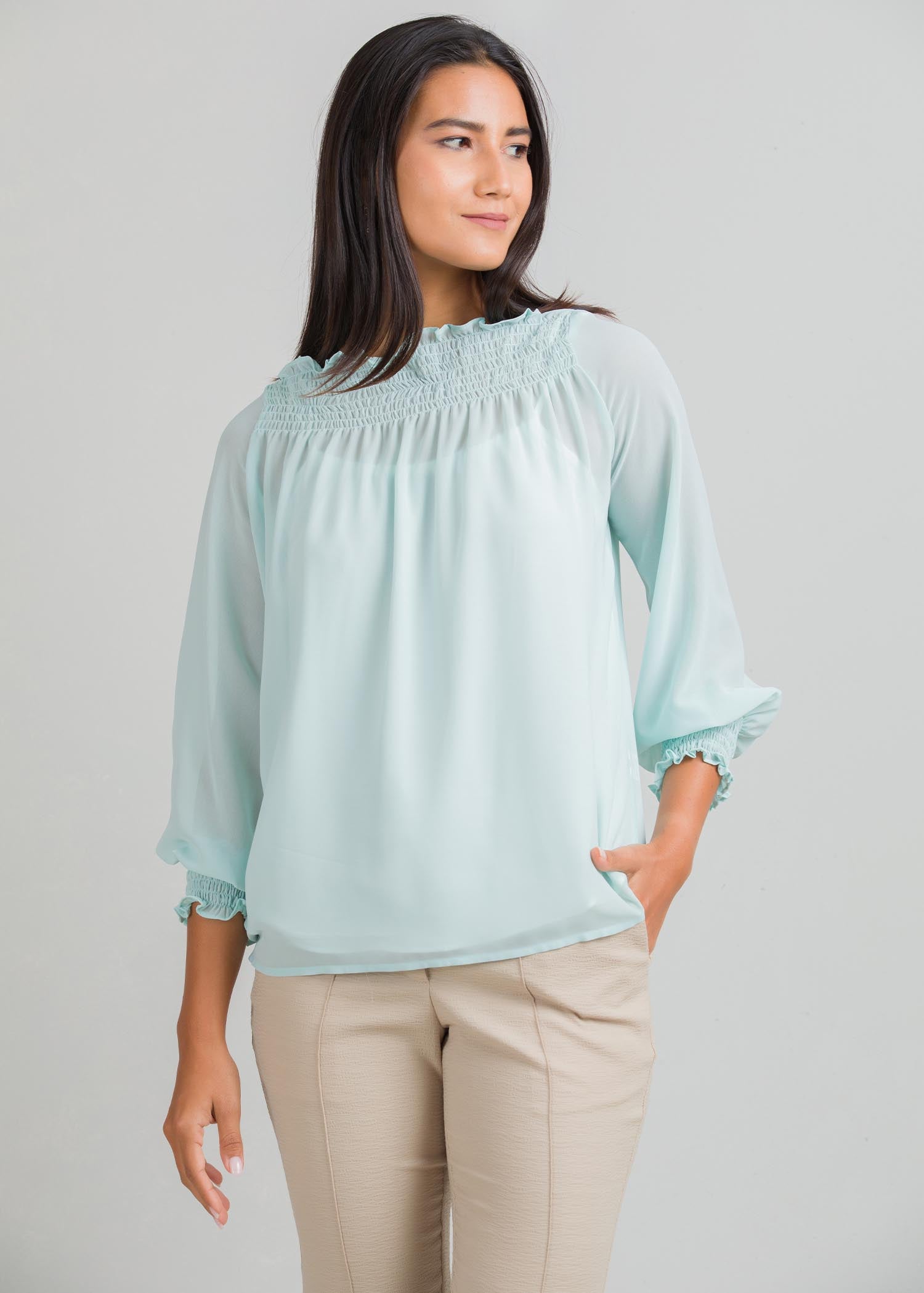 Smocking detailed blouse