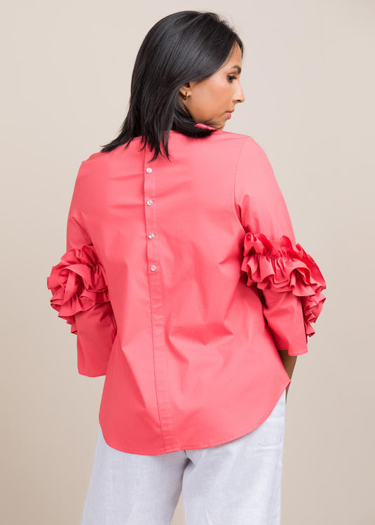 Round neck blouse with frill detail