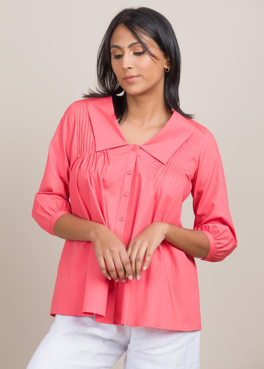 Button down shirt with pin tuck detail