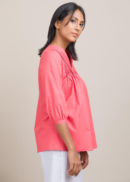 Button down shirt with pin tuck detail