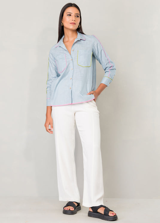 Contrast piping detailed shirt