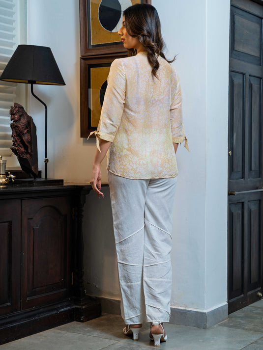 Batik tie sleeve detailed top