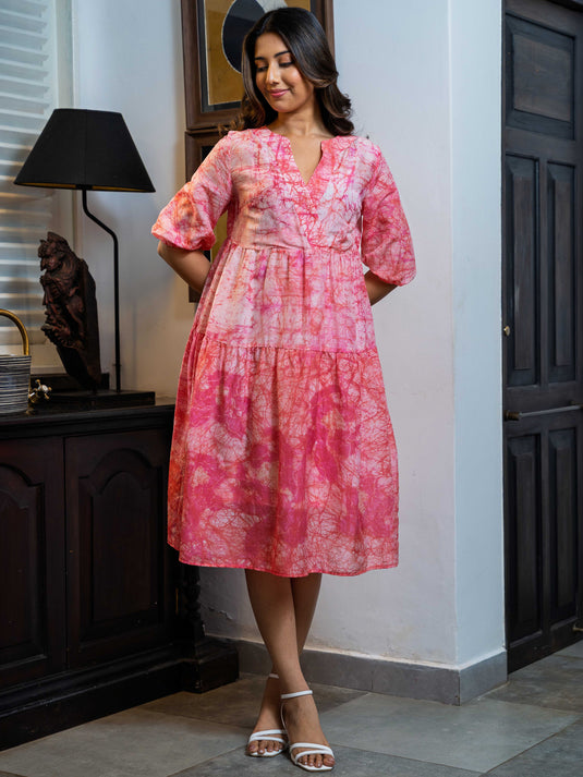 Batik crossover midi dress