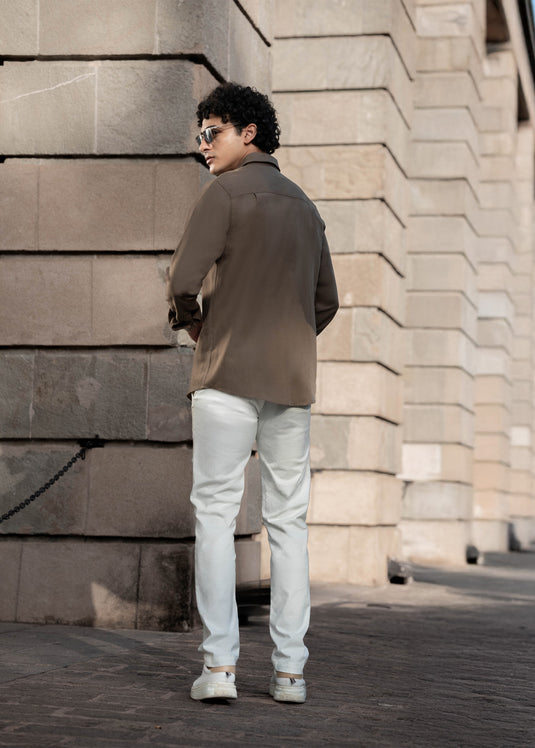 Casual Wear L/S Shirt with Trangular Flap