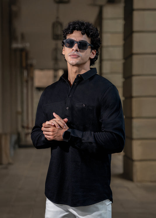 Detailed Waffle L/S Shirt