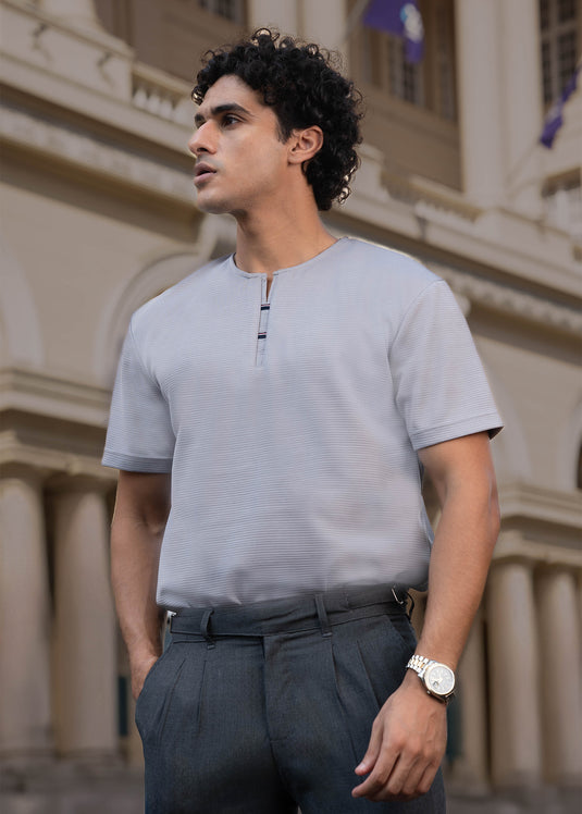 Casual Wear Waffle Notch Neck T-Shirt