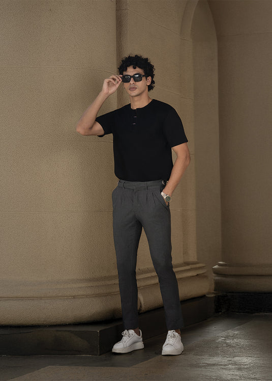 Casual Wear Waffle Notch Neck T-Shirt