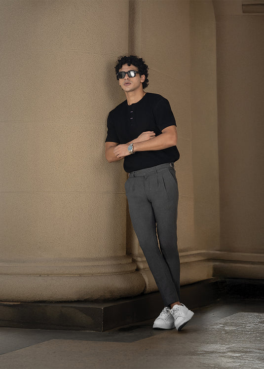 Casual Wear Waffle Notch Neck T-Shirt